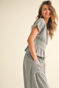 Tilda Grey Ruched Top