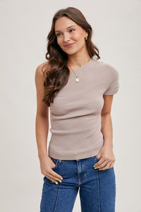 Taupe Veronica Off the Shoulder Top