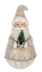Neutral Shimmer Santa Figurines