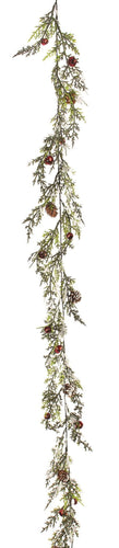 Snowy Cedar Bell & Pinecone Garland