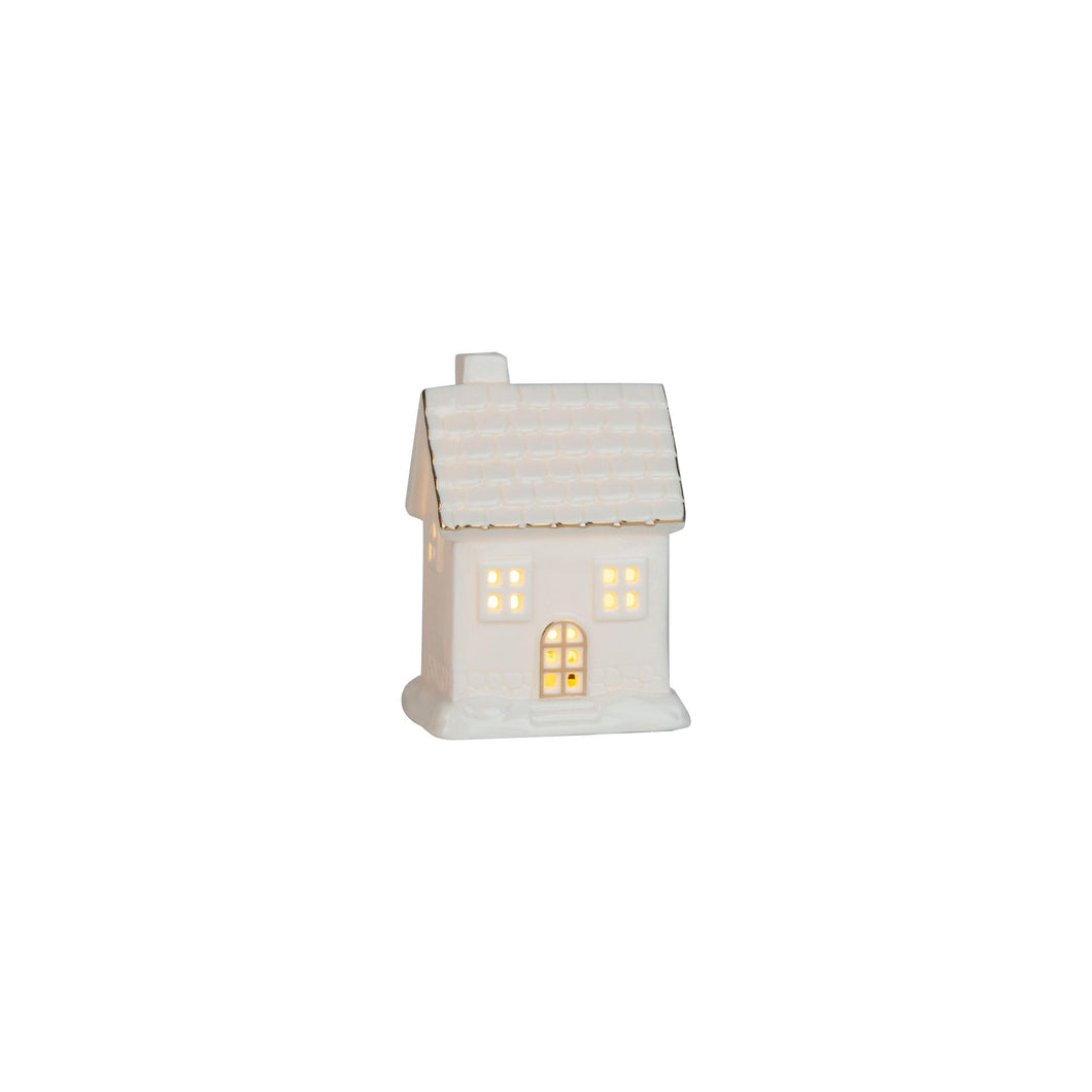 White Ceramic House Gold Detailing