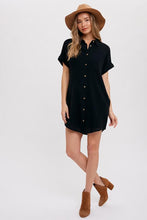 Load image into Gallery viewer, Black Camilla Shirt Dress