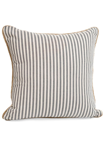 Grey Striped Jute Pillow