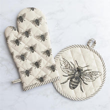 Load image into Gallery viewer, Neutral Bee Oven Mitt &amp; Pot Holder