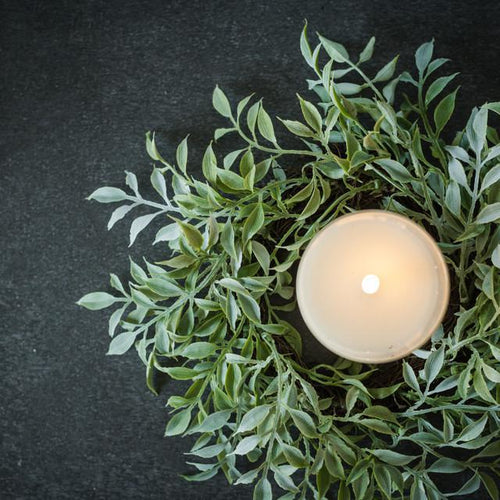 Soft Green Tea Leaves Candle Ring