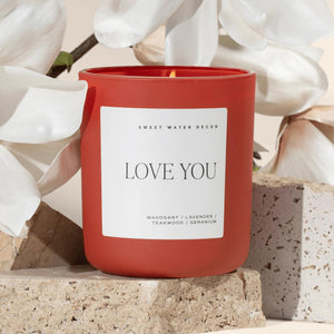 Love You Red Matte Candle