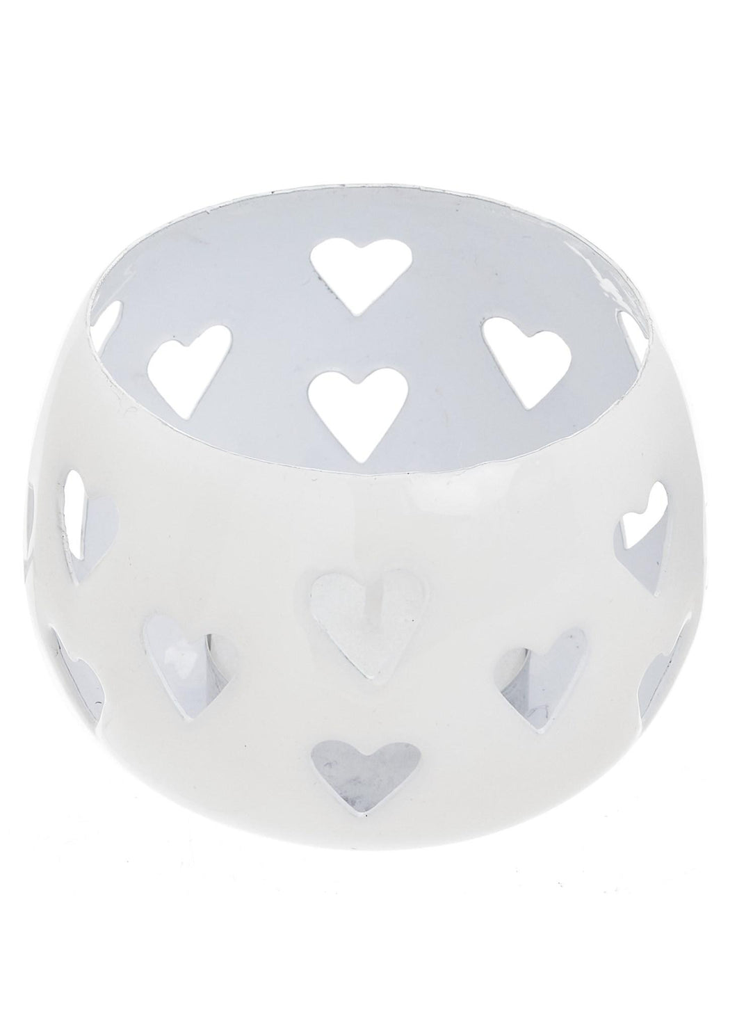 White Enamel Heart Votive