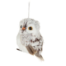 Load image into Gallery viewer, Small Fluffy Brown &amp; White Owl Ornament