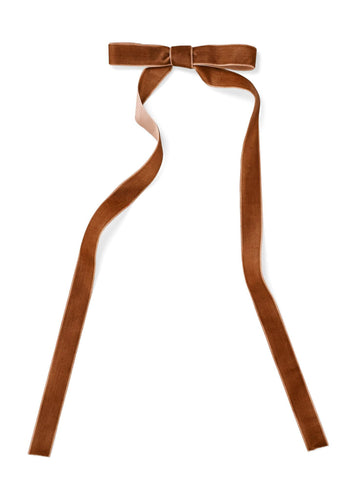 Caramel Velvet Bow Clip