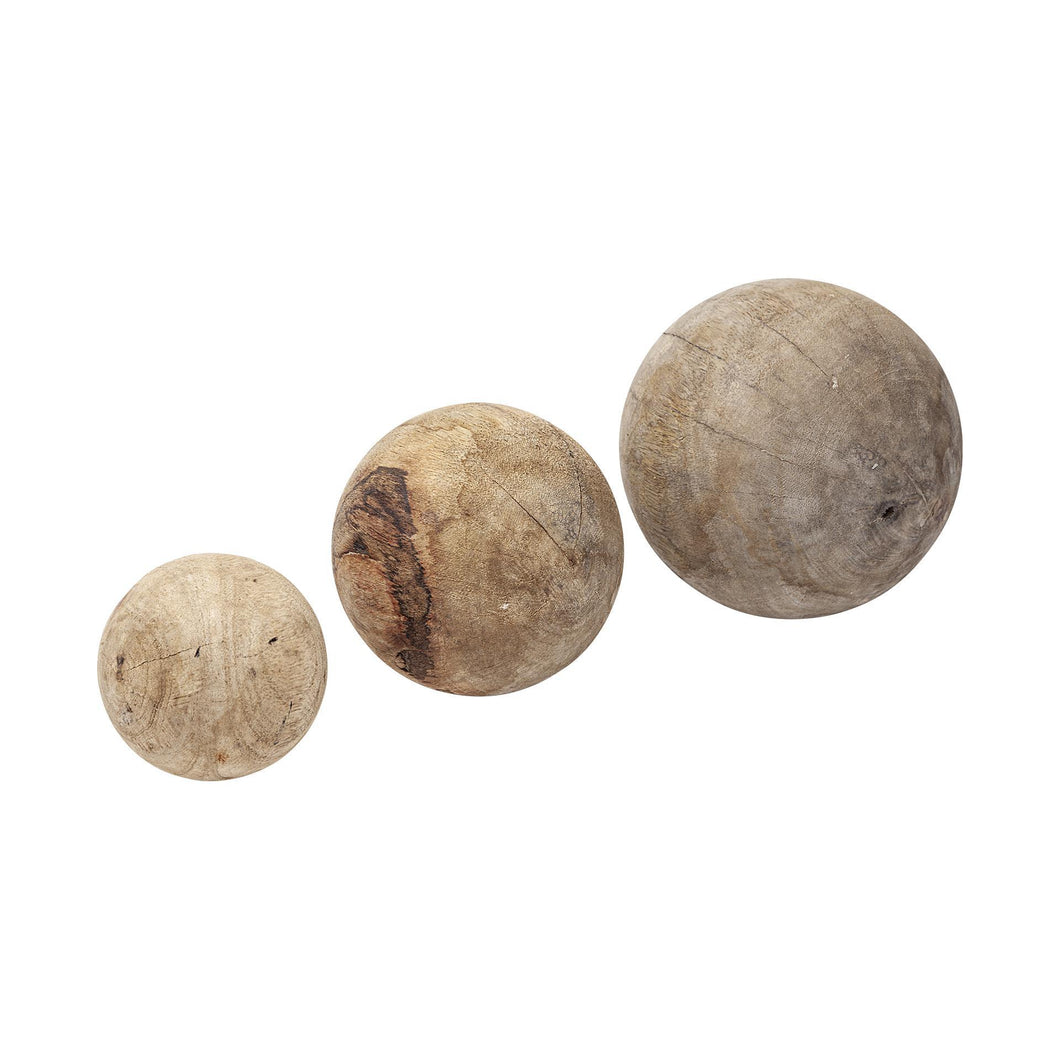 Carrick SET OF 3 Natural Wood Decorative Spheres