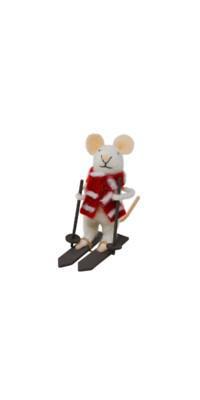 Skiing Mouse with Red Scarf