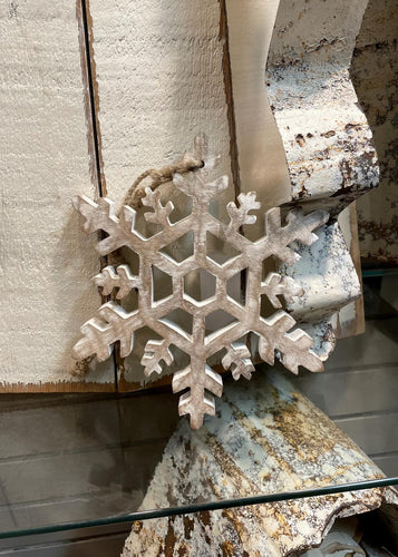 Whitewash Wood Hanging Snowflake