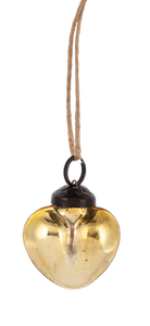 Mini Gold Mercury Glass Heart Ornament