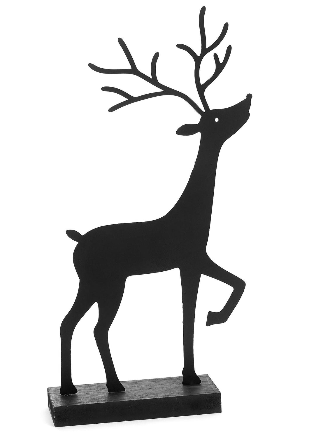 Iron Black Deer on Wood Stand