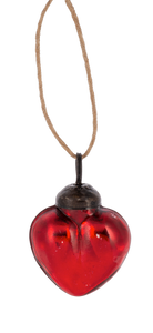 Mini Red Mercury Glass Heart Ornaments