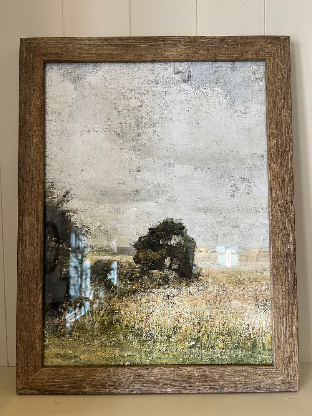 Golden Field Artwork | Brown Wood Frame