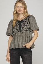 Load image into Gallery viewer, Florence Black Gingham Top