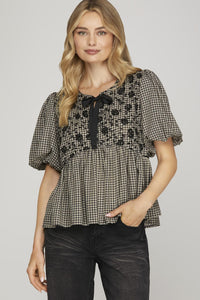Florence Black Gingham Top