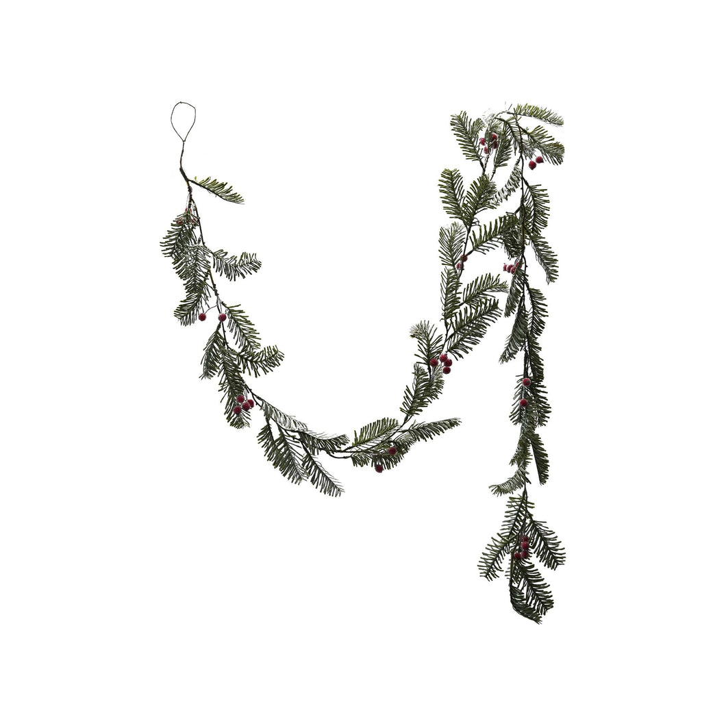 Red Berries Spruce Garland Ice Finish
