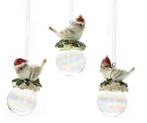 Mini Bird on Ball Ornaments