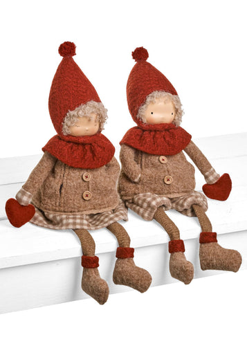 Sitting Winter Girl and Boy