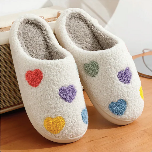 Multi-Coloured Heart Slippers