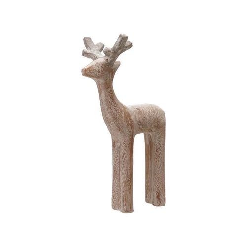 Whitewash Wooden Deer