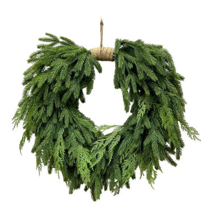 26" Fresh Touch Heart Shape Spruce & Cedar Wreath