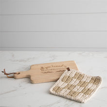 Load image into Gallery viewer, Tan &amp; Cream Knitted Pot Holder