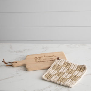 Tan & Cream Knitted Pot Holder