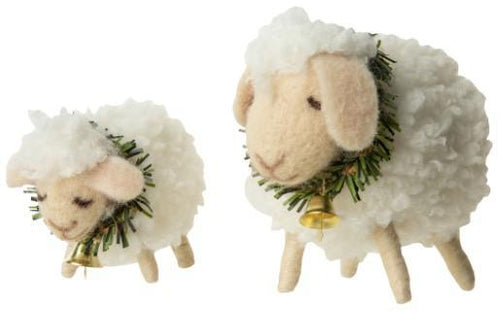 Wooly Felt Sheep with Wreath