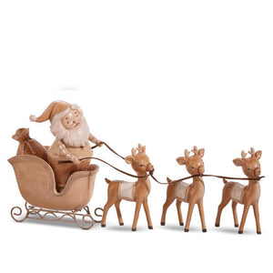 14" Whimsical Santa & Reindeer
