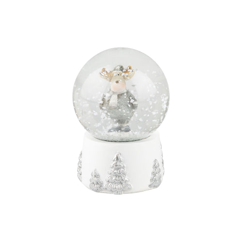 Silver & White Mini Reindeer Snow Globe