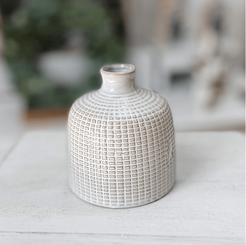 Mini White Textured Bud Vase