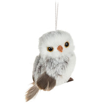 Load image into Gallery viewer, Small Fluffy Brown &amp; White Owl Ornament