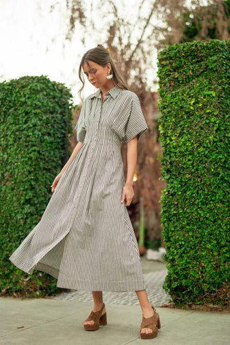 Evangeline Striped Shirt Dress