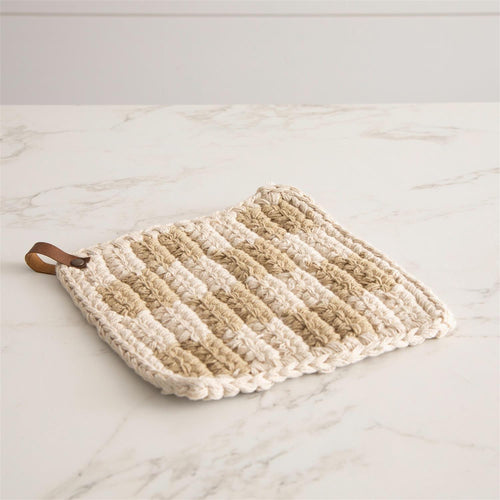 Tan & Cream Knitted Pot Holder