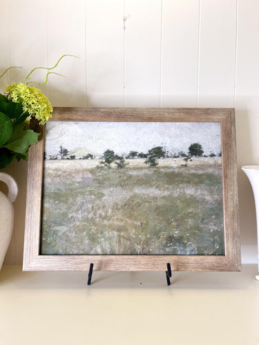 Muted Green Field Artwork | Barnwood Frame