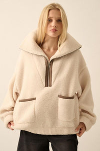 Cream Sienna Sherpa Pullover Jacket