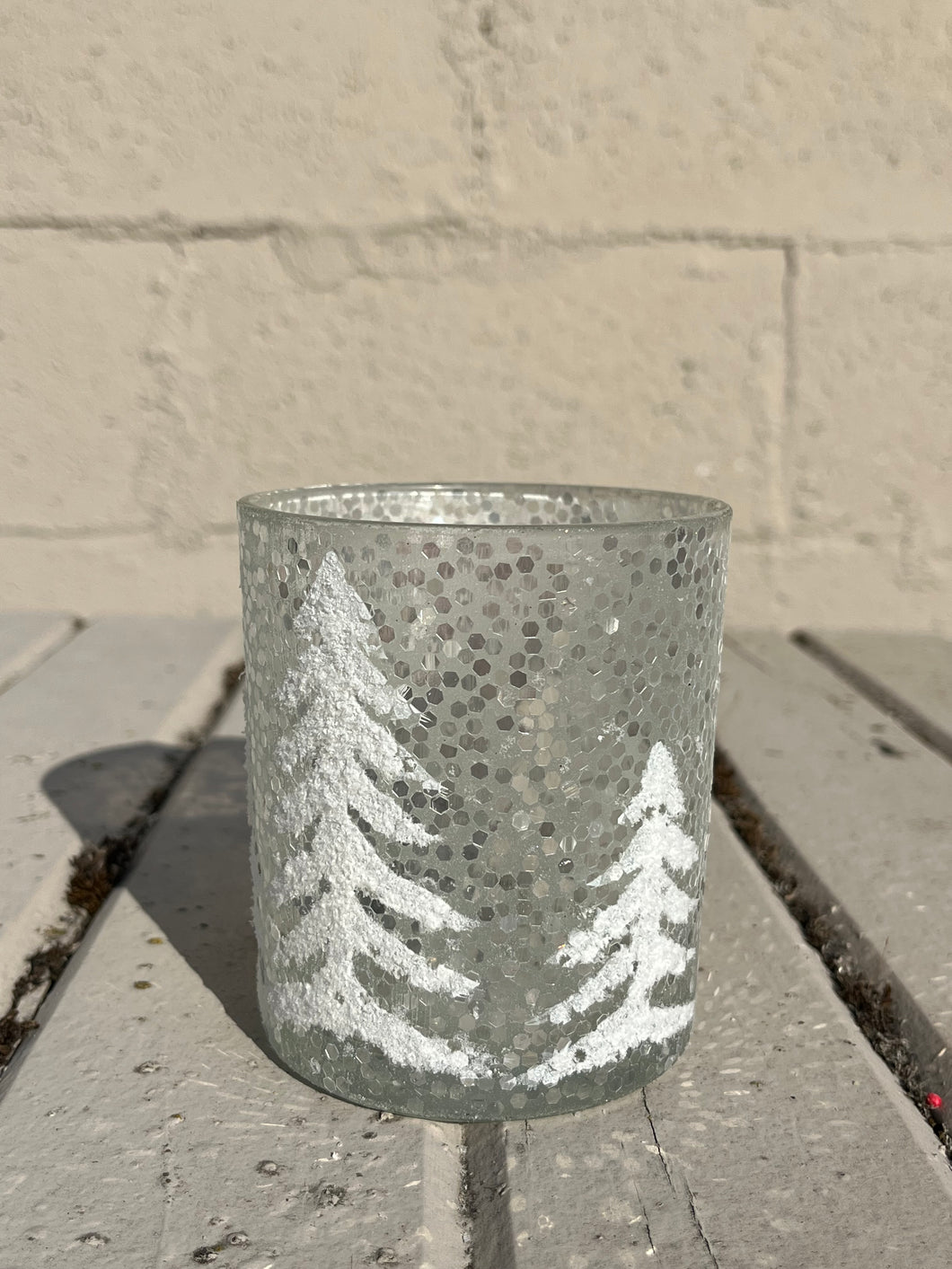 Glitzy White Tree Votive