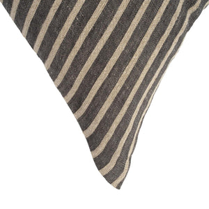 Lumbar Pinstripe Grey Linen Pillow