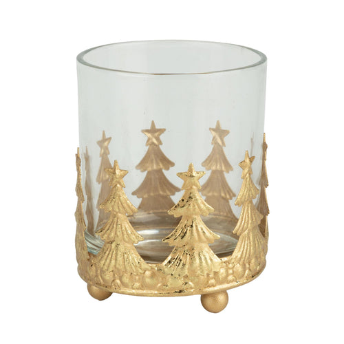 Gold Foil Trees Votive Holder