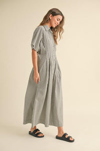 Evangeline Striped Shirt Dress