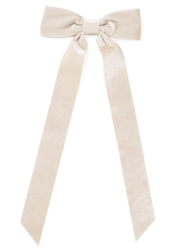 Beige Velvet Bow Clip