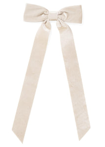Beige Velvet Bow Clip