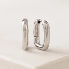 Load image into Gallery viewer, Silver Paperclip Puff Hoop Earrings