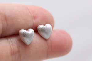 Brushed Heart Studs