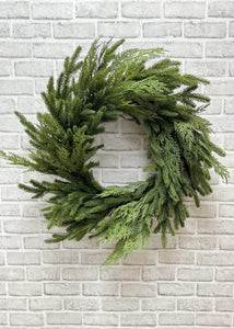22" Fresh Touch Spruce & Cedar Wreath