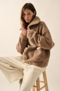 Latte Sienna Sherpa Pullover Jacket