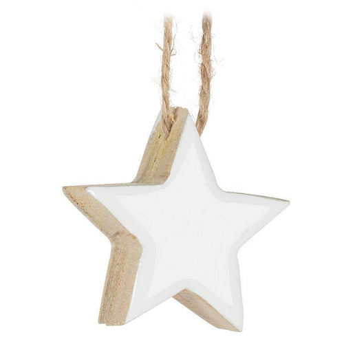 Thick White Wood Star Ornament